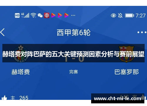 赫塔费对阵巴萨的五大关键预测因素分析与赛前展望